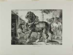 En fransk hovslager, planche 12 fra Forskellige motiver tegnet fra livet og på sten (Den engelske suite) af Jean Louis André Théodore Géricault
