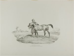 En arabisk hest, planche 8 fra Forskellige motiver tegnet fra livet og på sten (Den engelske suite) af Jean Louis André Théodore Géricault