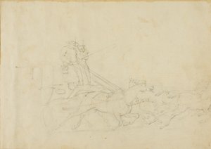 Vogn trukket af fire galoperende heste af Jean Louis André Théodore Géricault