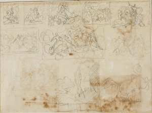 Elleve skitser til kompositioner af Jean Louis André Théodore Géricault