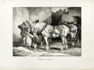 Heste på gården af Jean Louis André Théodore Géricault