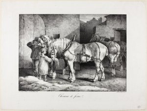 Heste på gården af Jean Louis André Théodore Géricault