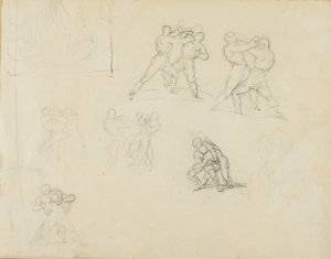 Syv skitser af par af boksere eller brydere af Jean Louis André Théodore Géricault