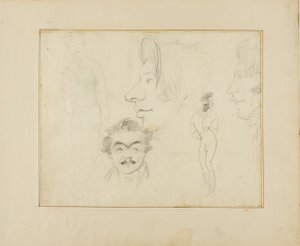Ark med karikaturer af Jean Louis André Théodore Géricault