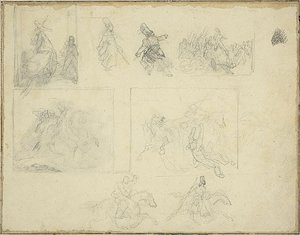 Skitser til militære kompositioner af Jean Louis André Théodore Géricault