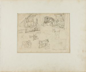 Skitser af geder af Jean Louis André Théodore Géricault
