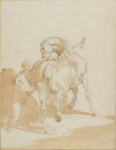 Stalddreng, der plejer en hest af Jean Louis André Théodore Géricault
