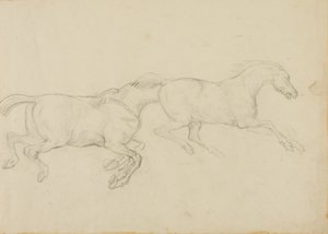 To heste galopperer til højre af Jean Louis André Théodore Géricault