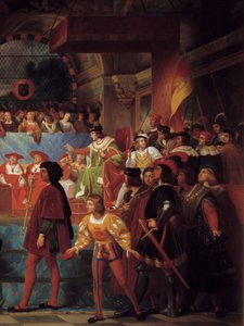 Kong Ludvig XII udråbte folkets fader til Generalstaterne i Tours den 14. maj 1506 Detail. Maleri af Jean Louis Bezard (1799-1861)