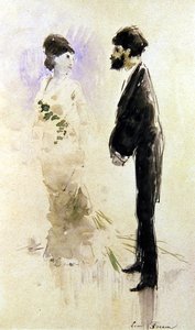 En elsker blev stum af frygt (akvarel) af Jean Louis Forain