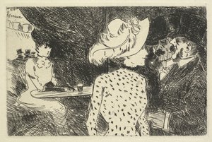 Cafescene (beskrivende) af Jean Louis Forain