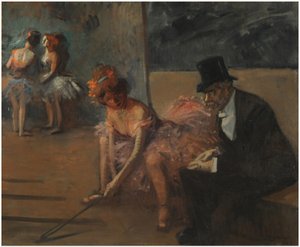 Danser med en beundrer bag scenen af Jean Louis Forain
