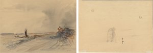 Ødelagt Land (recto); Figurer i et landskab (verso) af Jean Louis Forain
