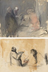 In the Hospital (recto) Skitse til In the Hospital (verso) af Jean Louis Forain