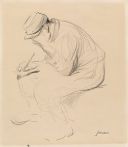 Le Poilu fransk soldat skriver hjem, ca. 1900. af Jean Louis Forain