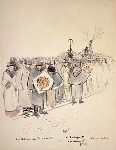 The Return of the Outlaw, ca. 1895 (pen & blæk og akvarel på papir) af Jean Louis Forain