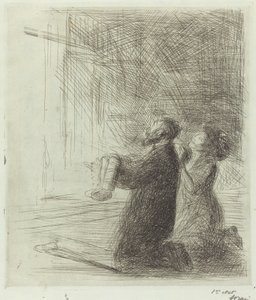 Lourdes, bønfaldende før grotten (fjerde tallerken) af Jean Louis Forain