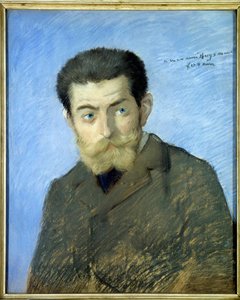 Portræt af den franske forfatter Charles Marie Georges Huysmans dit Joris Karl Huysmans (1848-1907) Pastel af Jean-Louis Forain (1852-1931) Søn. 0,55x0,44 m 1800-tallet - Portræt af den franske forfatter Charles Marie Georges Huysmans kaldet Joris Karl Huy af Jean Louis Forain