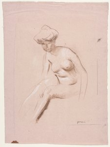 Siddende nøgen af Jean Louis Forain