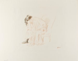 Siddende kvinde med hovedet i højre hånd af Jean Louis Forain