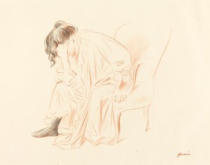 Siddende kvinde med hovedet hvilende på højre hånd af Jean Louis Forain