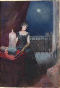 Stående kvinde med fan, formentlig 18801890. af Jean Louis Forain