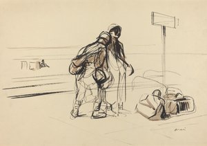 To franske soldater nær en opslagstavle af Jean Louis Forain