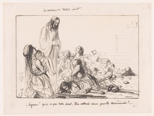 Kvinder i bombet kirke fordømmer Kristus Le massacre du Vendredi-Saint (titel på objektet) af Jean Louis Forain