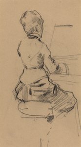 Ung kvinde sidder ved et klaver [verso], ca. 1890. af Jean Louis Forain