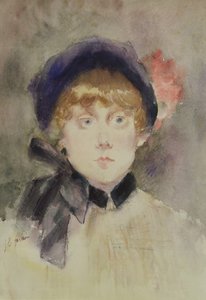 Ung kvinde i en blå hat, 1883 (wc)