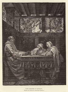 Sainte Radegonde og Fortunatus Sankt Radegund og digteren Venentius Fortunatus, 6. århundrede (stik)