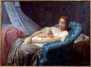 Den unge mors maleri af Jean Louis Hamon (1821-1874) 1863 Nantes, Musee des Beaux Arts