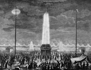 Franske revolution: Festivaler og belysninger på Champs Elysees i Paris den 18. juli af Jean Louis II (after) Prieur