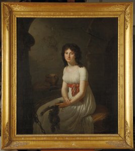 Citizen Tallien in a cell in La Force Prison, holding her cut hair, 1796dani