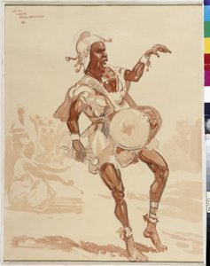 Afrikansk musiker (akvarel)