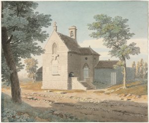 Kirke ved en vej, slutningen af 1700-1800-tallet.