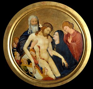 Medlidenhed med Vorherre, sagde "" den store runde Pieta"" Maleri tilskrevet Jean Malouel (ca. 1370-1415) 1400 Søn. 0,64m. af Jean Malouel or Maelwael
