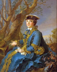 Portræt af Louise Elisabeth af Frankrig, Infanta af Spanien, derefter hertuginde af Parma (1727-1759)"" - Louise Elisabeth af Frankrig (1727-1759), hertuginde af Parma - Nattier, Jean-Marc (1685-1766) - 1760 - Olie på lærred - 40,6x34,9 - Privat samling af Jean Marc Nattier