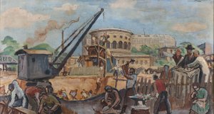 Le Travail: Skitse til forhuset til drengeskolen på avenue Simon-Bolivar