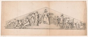 Tympanum med tronende Minerva af Jean Matthieu Kierdorff