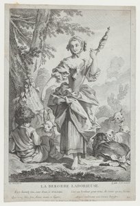 Den arbejdende hyrdeinde, 1700-tallet. af Jean-Michel Liotard