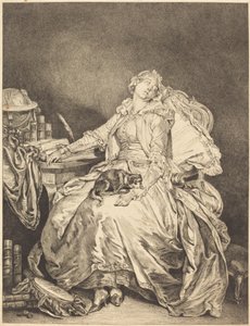 Sovende Filosofi af Jean Michel Moreau after Jean Baptiste Greuze