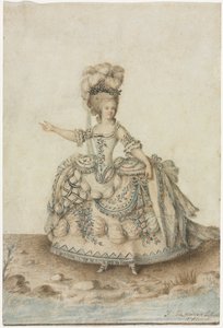 Kostumestudie for operasanger af Jean Michel Moreau le Jeune
