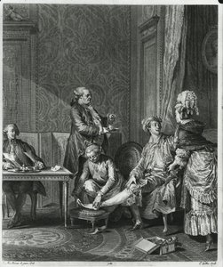 The Levee, graveret af Louis Michel Halbou (1730-c.1809) 1781 af Jean Michel the Younger Moreau