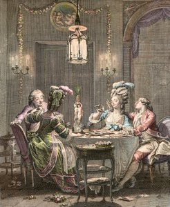 Le supper fin - gravering af Moreau Jean Michel, le Jeune (1741-1814) - gourmet-nadveren, graveret af Isidore Stanislas Helman (1743-1809) 1781 efter Moreau, Jean Michel den yngre (1741-1814)