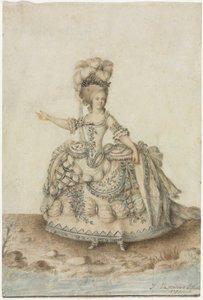 Studie af kostume til operasanger af Jean Michel the Younger Moreau