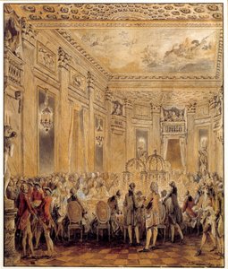 Fest givet af Jeanne Becu, grevinde (eller madame) af Barry (1743-1793), elskerinde til Louis XV, på slottet Louveciennes den 2/09/1771 Akvarel af Jean Michel Moreau le Jeune (1741-1814). Søn 0,31x0,26 m Paris, museum du Louvre af Jean Michel the Younger Moreau
