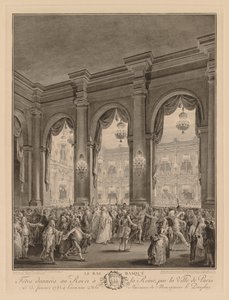 Maskebal på Hôtel de Ville, 23. januar 1782 af Jean Michel the Younger Moreau