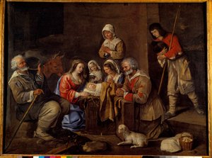 Hyrdernes tilbedelse Maleri af Jean Michelin (1623-1695) 1600-tallet.