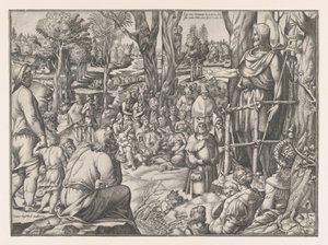 Johannes prædiker i ørkenen, 1535-55. af Jean Mignon